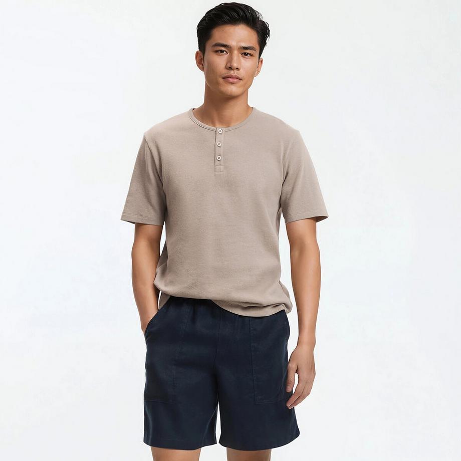 T-shirt col tunisien manches courtes