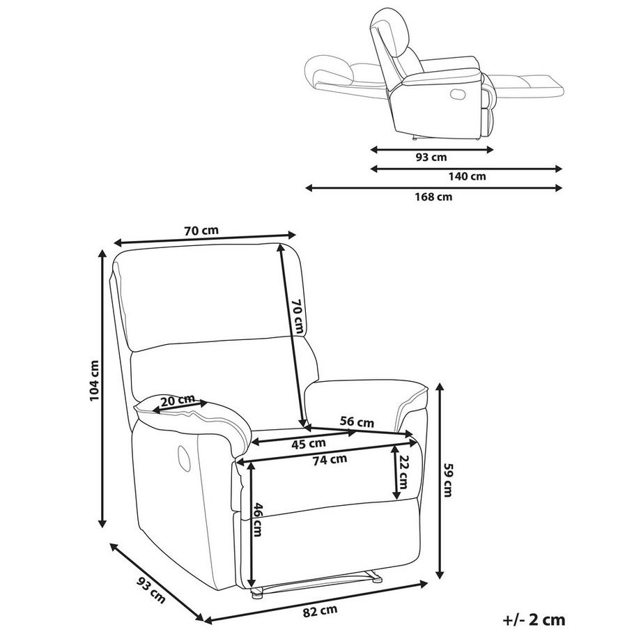 Beliani Fauteuil inclinable en Tissu Traditionnel EVERTON  