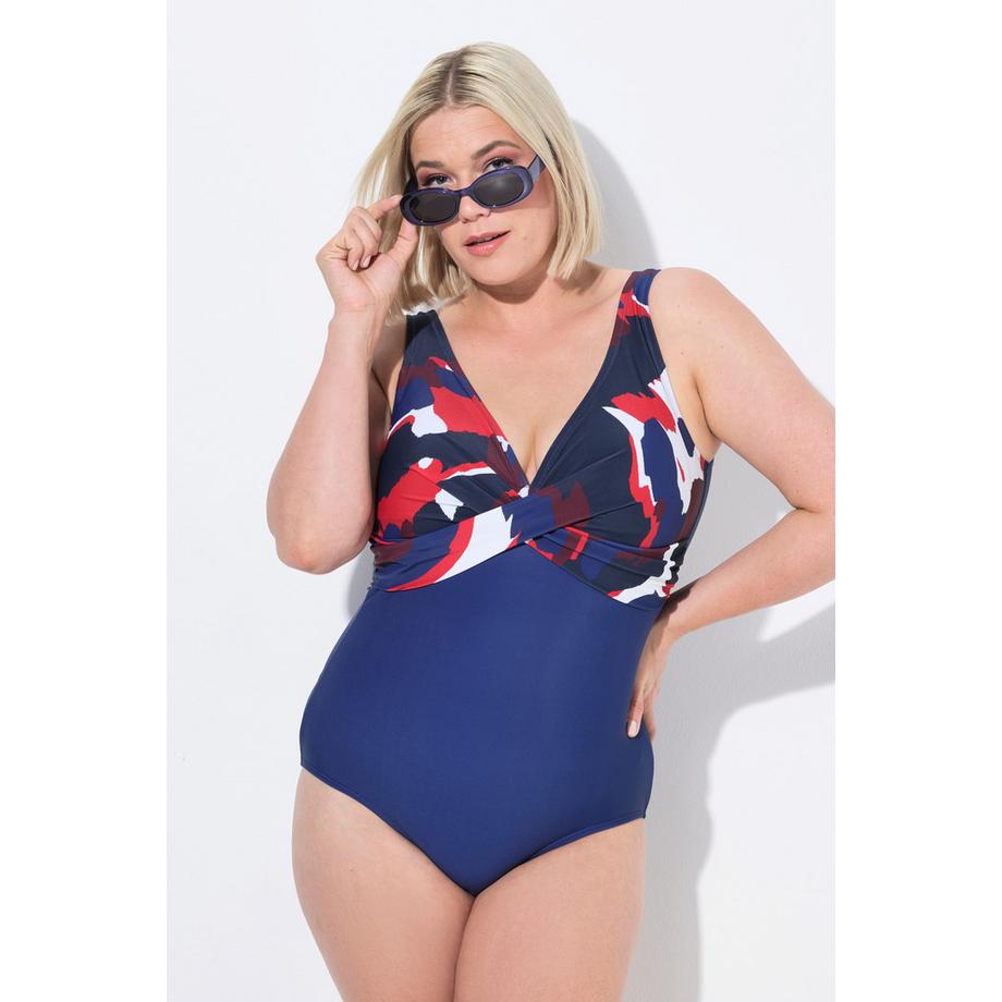 Ulla Popken Maillot de bain Nœud Décoratif Bonnets Souples Buste Imprimé  