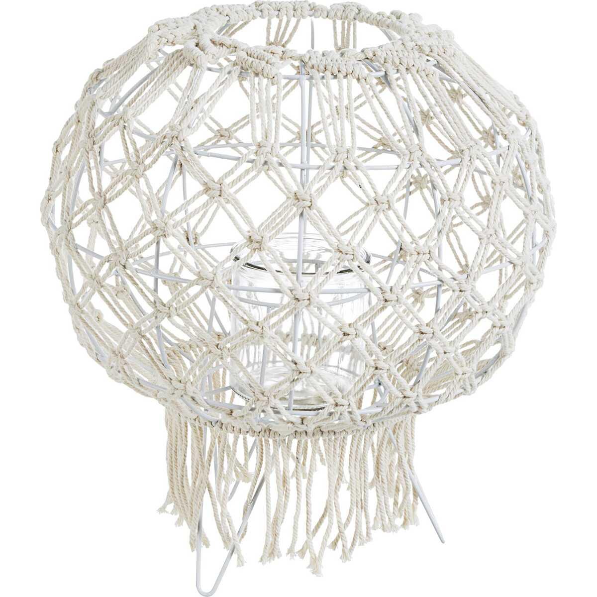 Image of Laterne Makramee weiss Höhe 38 Laterne Makramee weiss Höhe 38