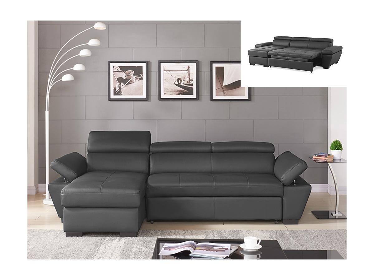 Vente-unique Ecksofa Leder mit Schlaffunktion Ecke Links JONOVA  