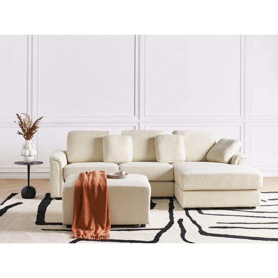 Beliani Canapé d'angle gauche avec ottoman en Tissu  KOHLO  