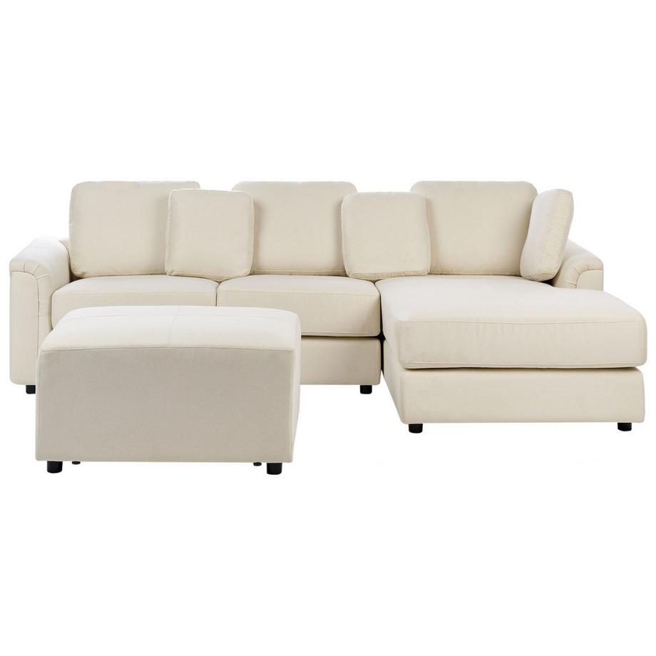 Beliani Canapé d'angle gauche avec ottoman en Tissu  KOHLO  