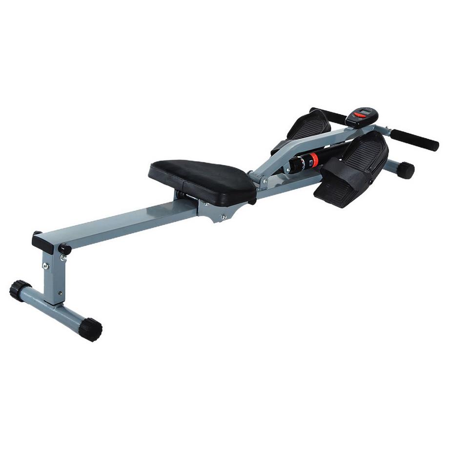 Rameur Rameur Avec Appareil De Fitness Lcd Rameur Vélo D'Appartement, Avec Écran Lcd, Acier + Pvc, Gris, 130X47,5X67Cm