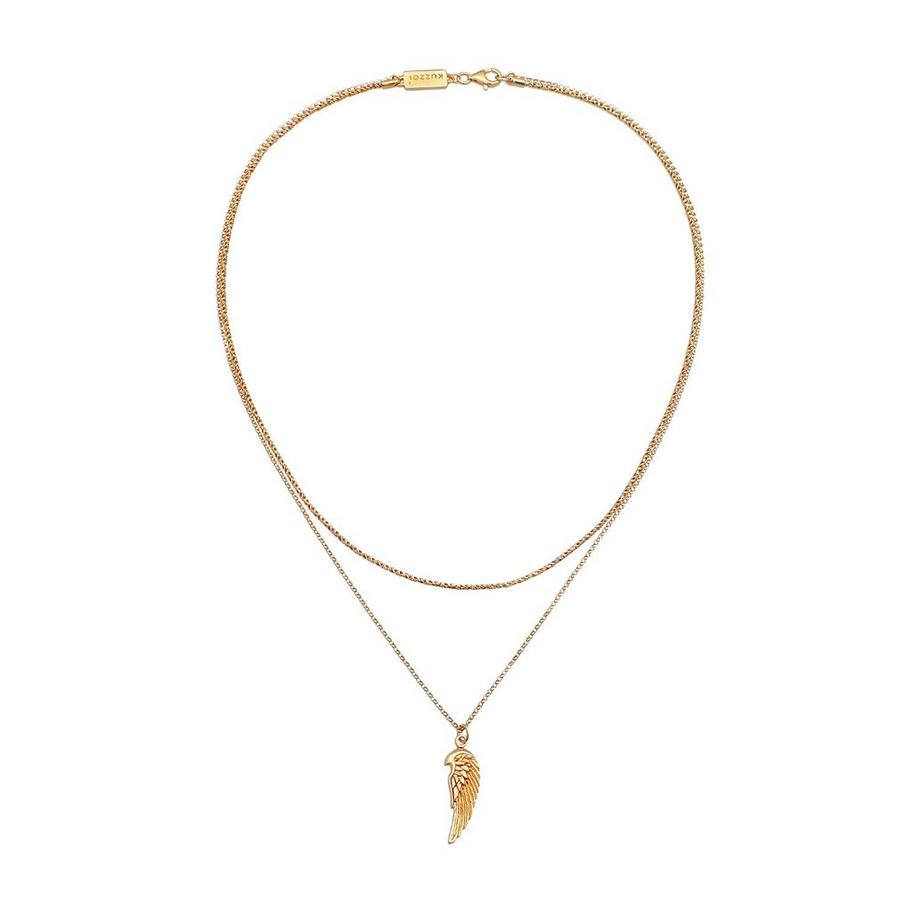 Kuzzoi  Halskette  Layer Kordel Erbskette Flügel 925 Silber 