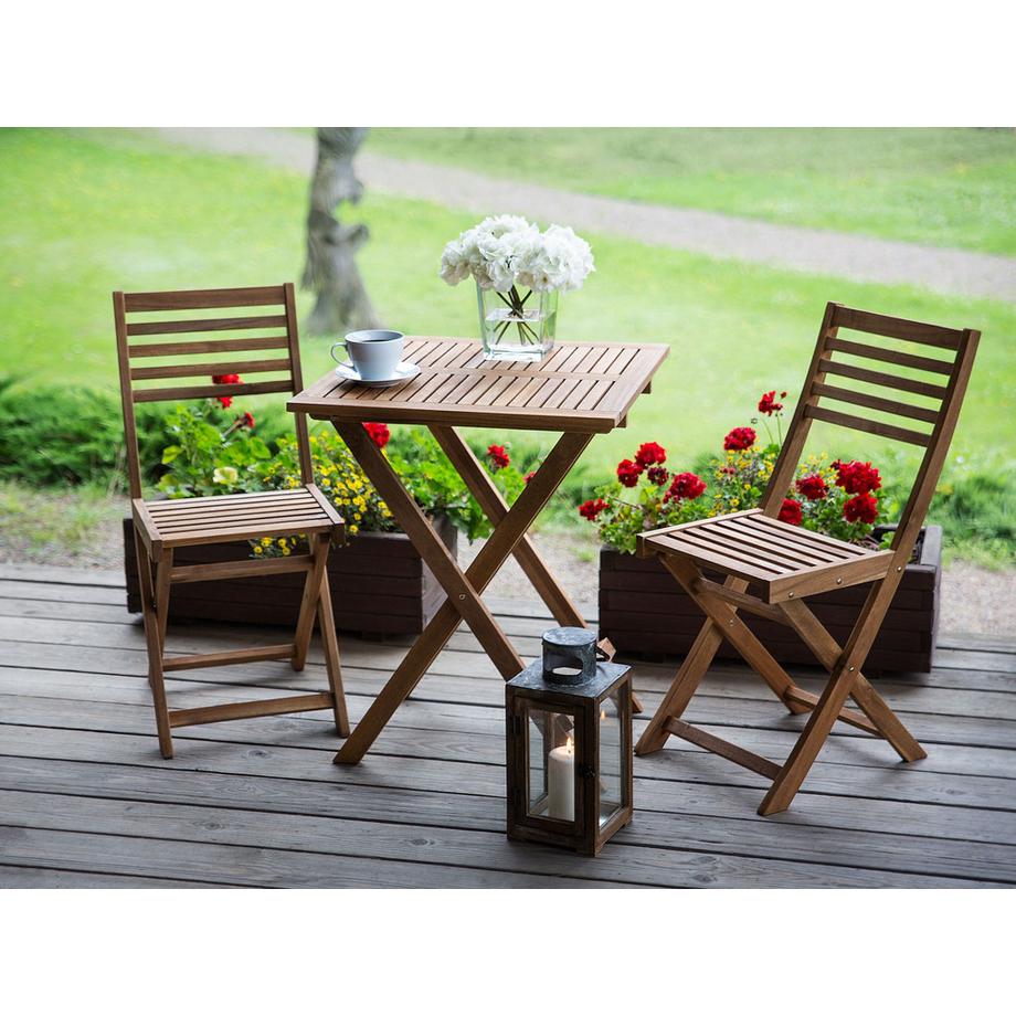 Beliani Bistro Set aus Akazienholz Klassisch FIJI  