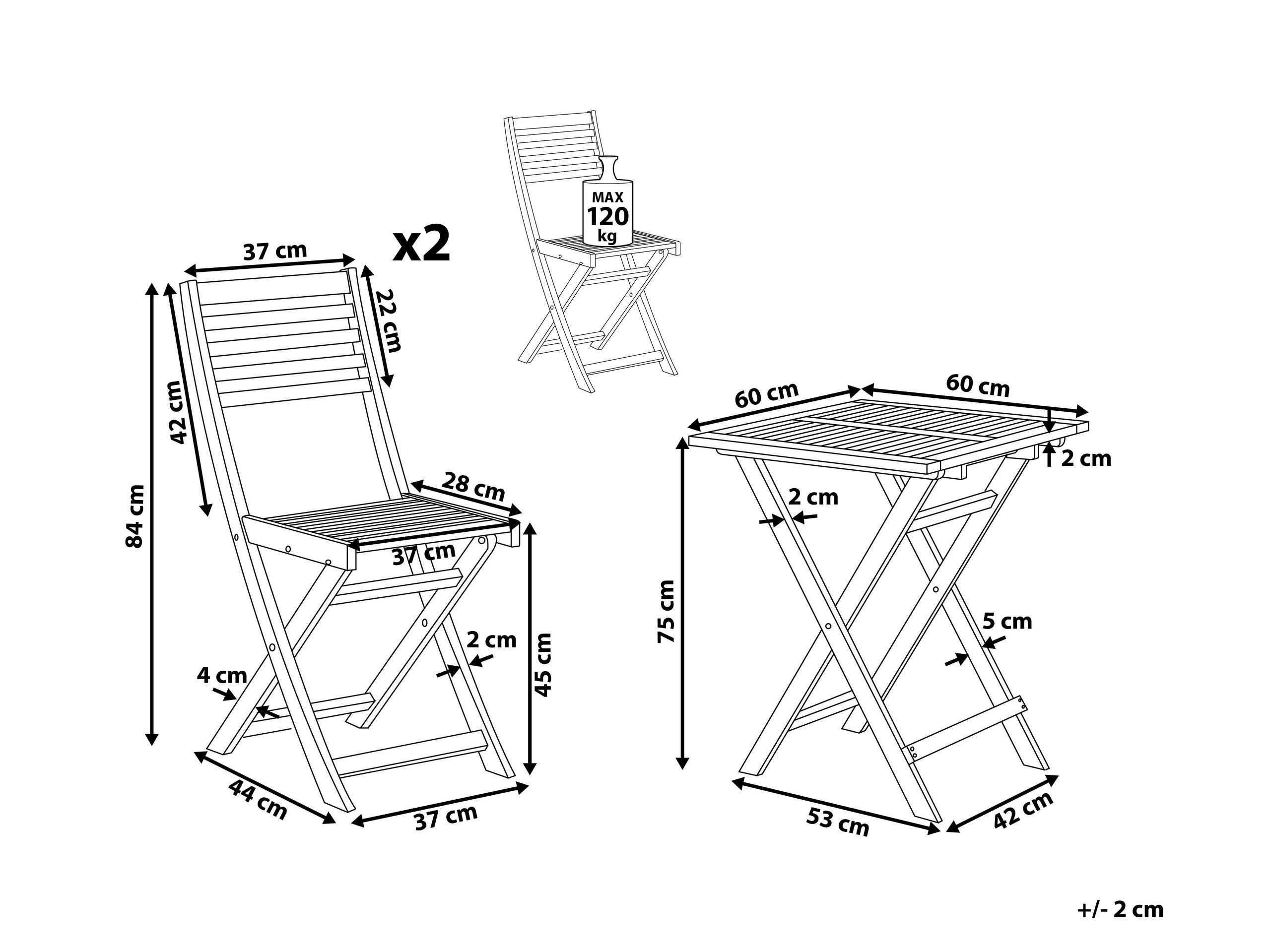 Beliani Bistro Set aus Akazienholz Klassisch FIJI  