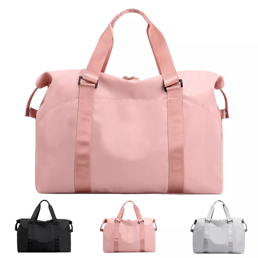 Only-bags.store - Sporttasche mit Nassfach, Freizeithandtasche faltbar, Turnbeutel, Einkaufstasche, Reisetasche für Kurztrips, Damen, Pink, One Size