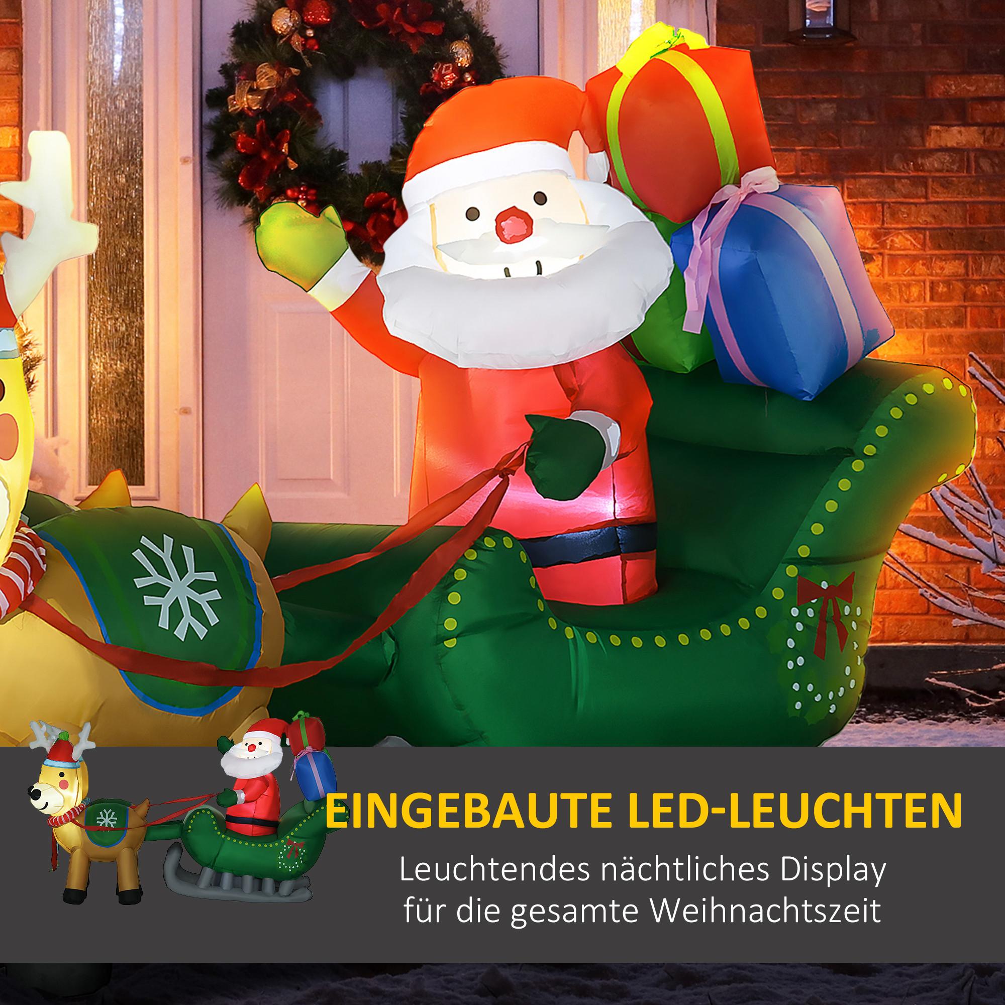 HOMCOM Aufblasbarer Weihnachtsmann auf Schlitte  