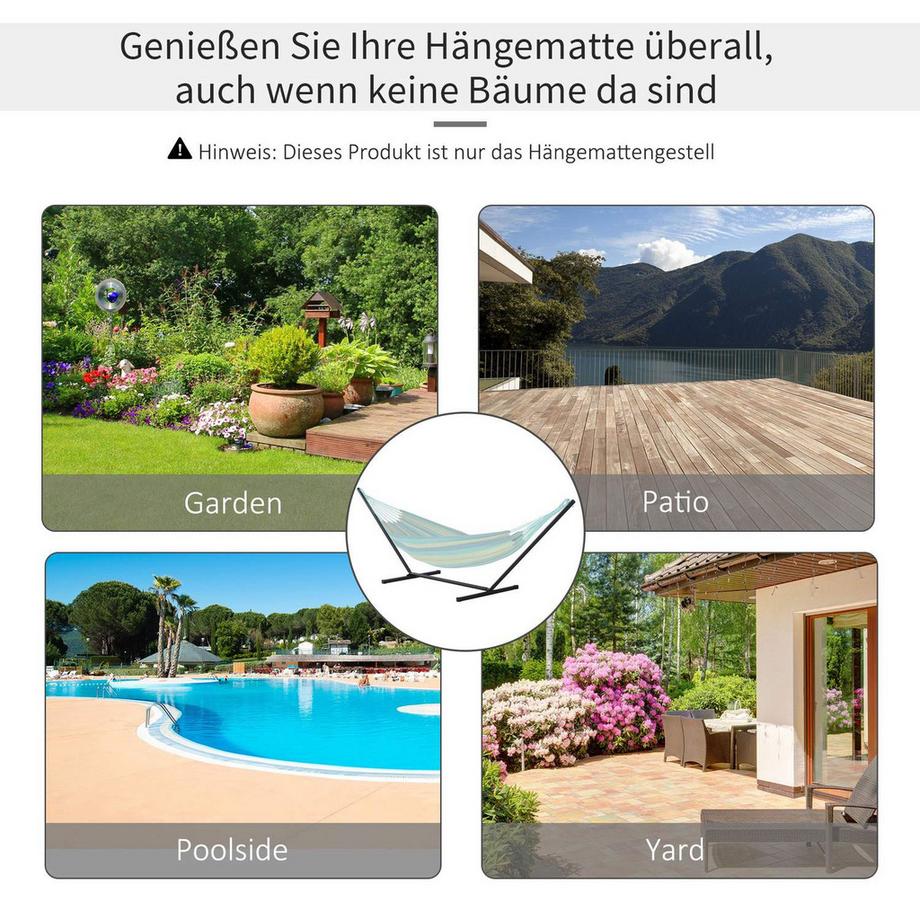Northio Hängemattengestell Für Hängematten Hängemattenständer Mit Haken Garten Strand Metall 360 X 92 X 115 Cm Bis 120 Kg  