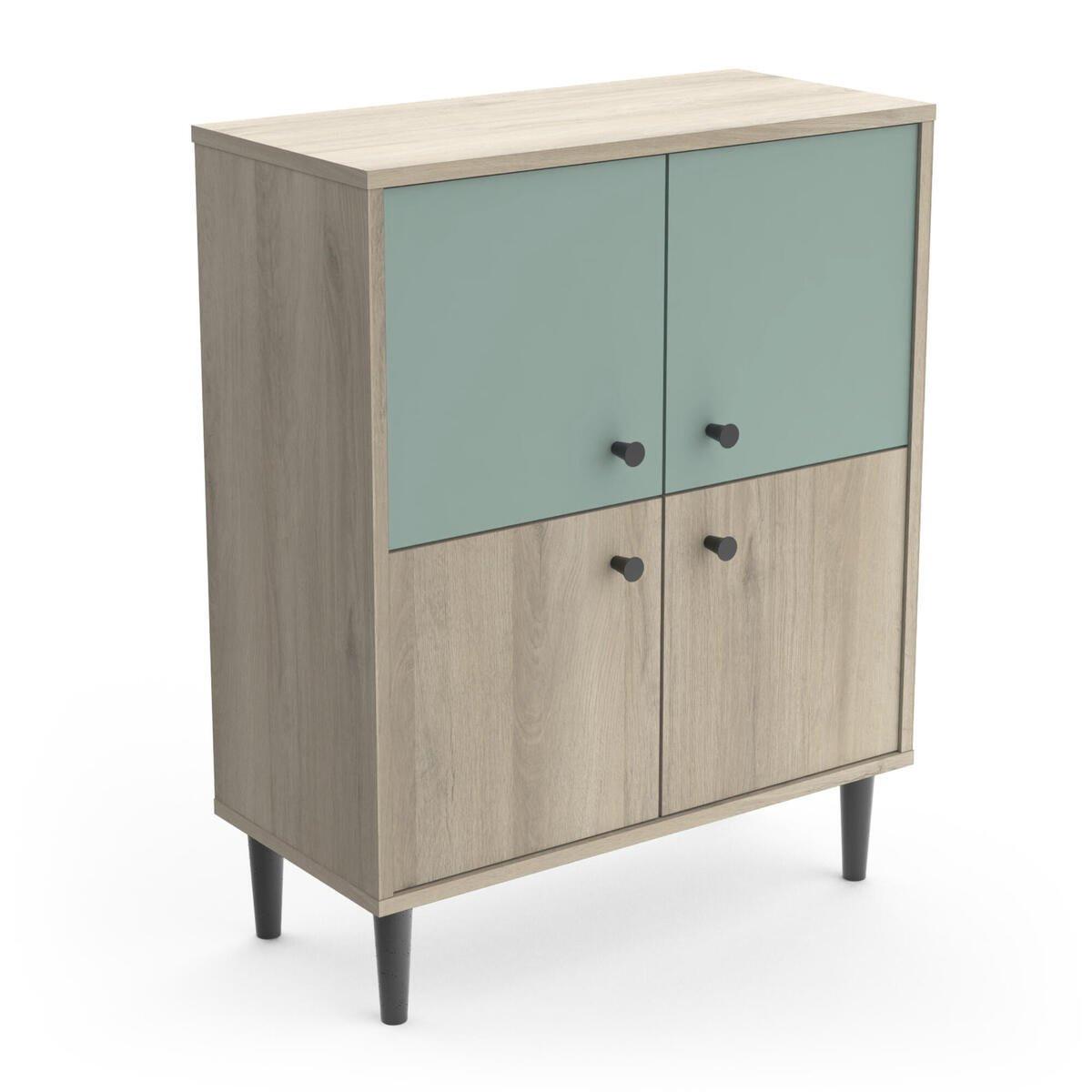 Calicosy Kleines Sideboard mit 4 Türen in Holzoptik L61cm - ARTY  