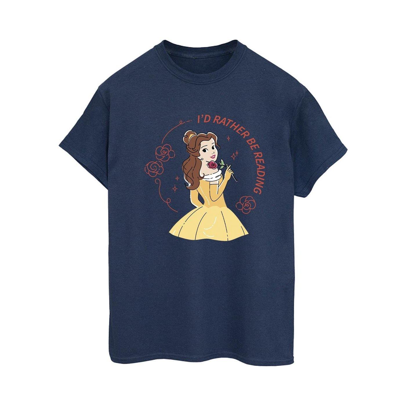 Image of Beauty And The Beast I'd Rather Be Reading Tshirt Damen Marine 3XL