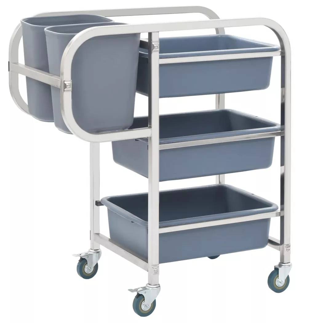 Chariot de cuisine avec récipients en plastique 82x43,5x93 cm