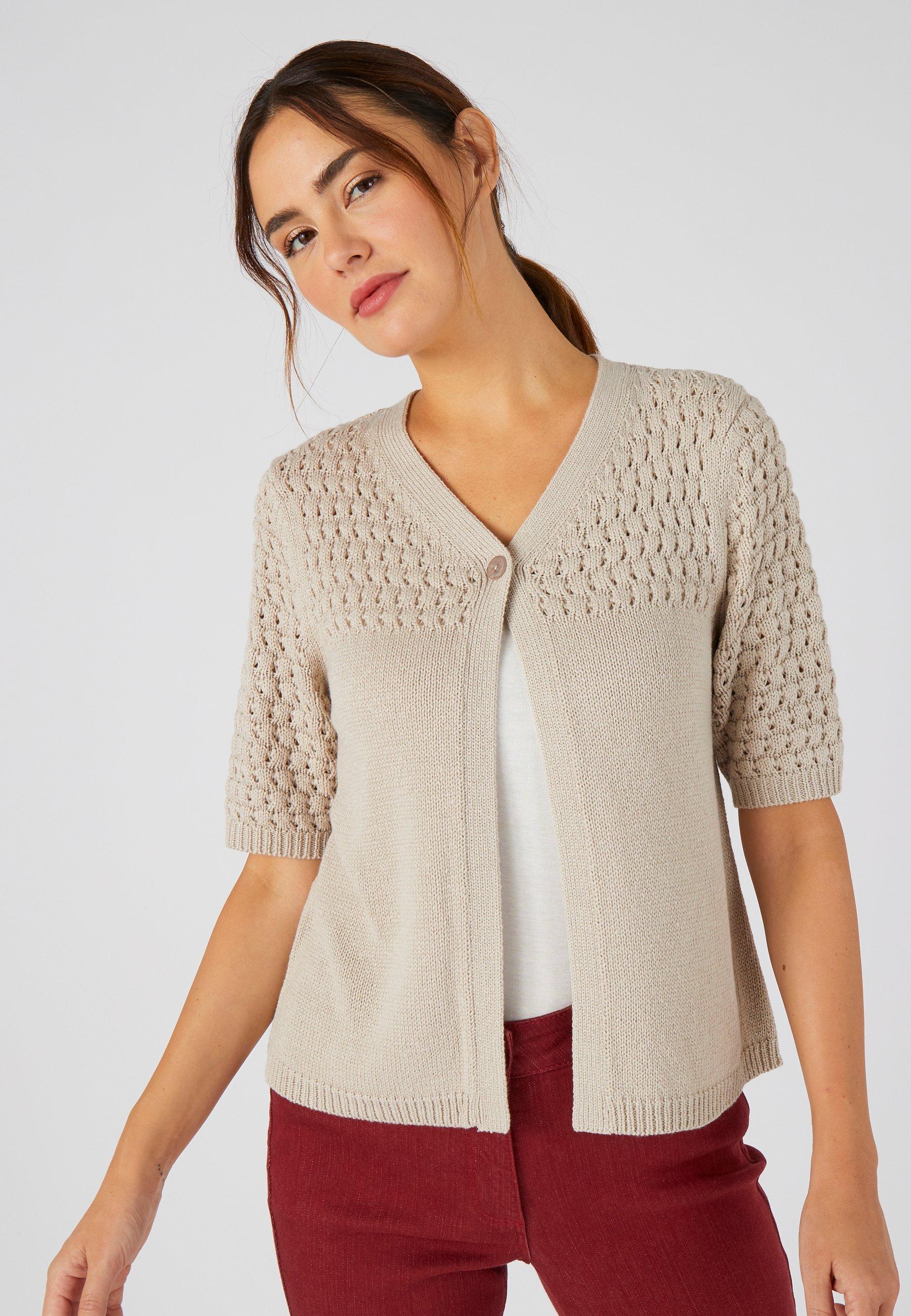 Image of Bolero Aus Musterstrick. Damen Grau 34-36