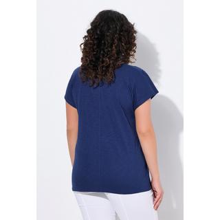 Ulla Popken Oversized Palmen V-Ausschnitt Halbarm T-Shirt  