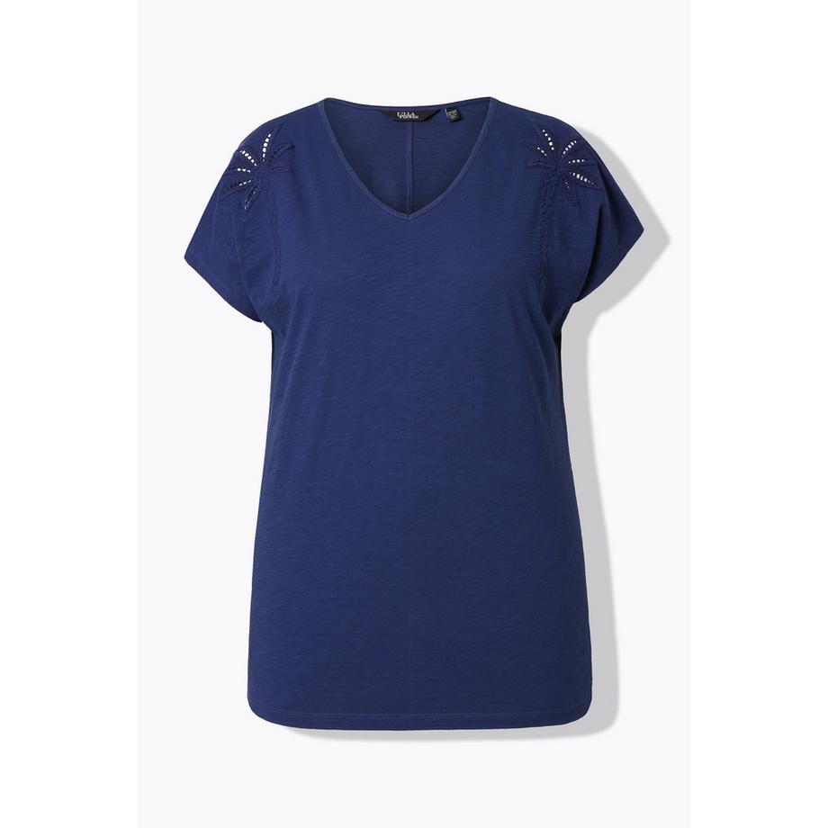 Ulla Popken T-Shirt Oversize Palme Scollo a V Mezze Maniche  