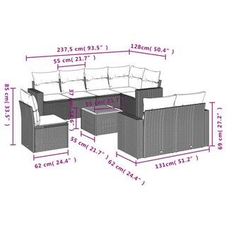 VidaXL Ensemble de canapés de jardin rotin synthétique  