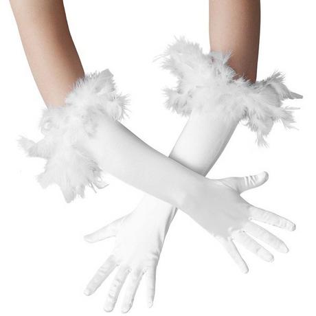Tectake  Gants longs en satin avec plumes 