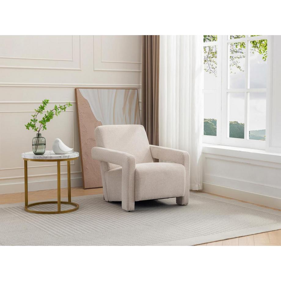 Vente-unique Fauteuil en tissu texturé beige ISPARTA  