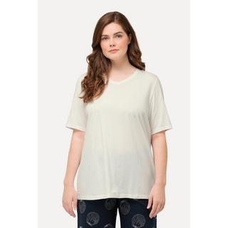 Ulla Popken  T-shirt di cotone biologico in confezione doppia con scollo a V e mezze maniche 