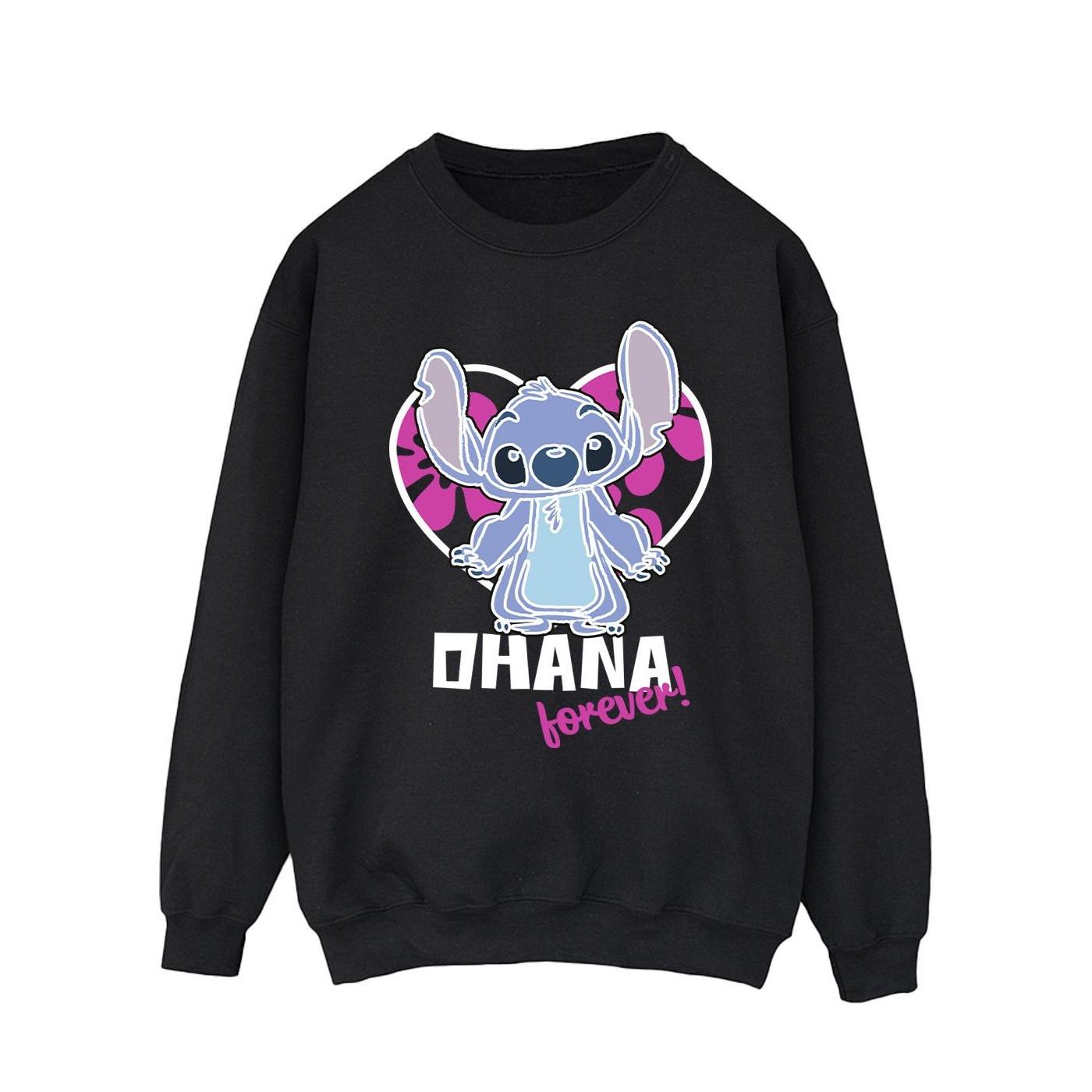 Image of Lilo And Stitch Ohana Forever Heart Sweatshirt Herren Schwarz L