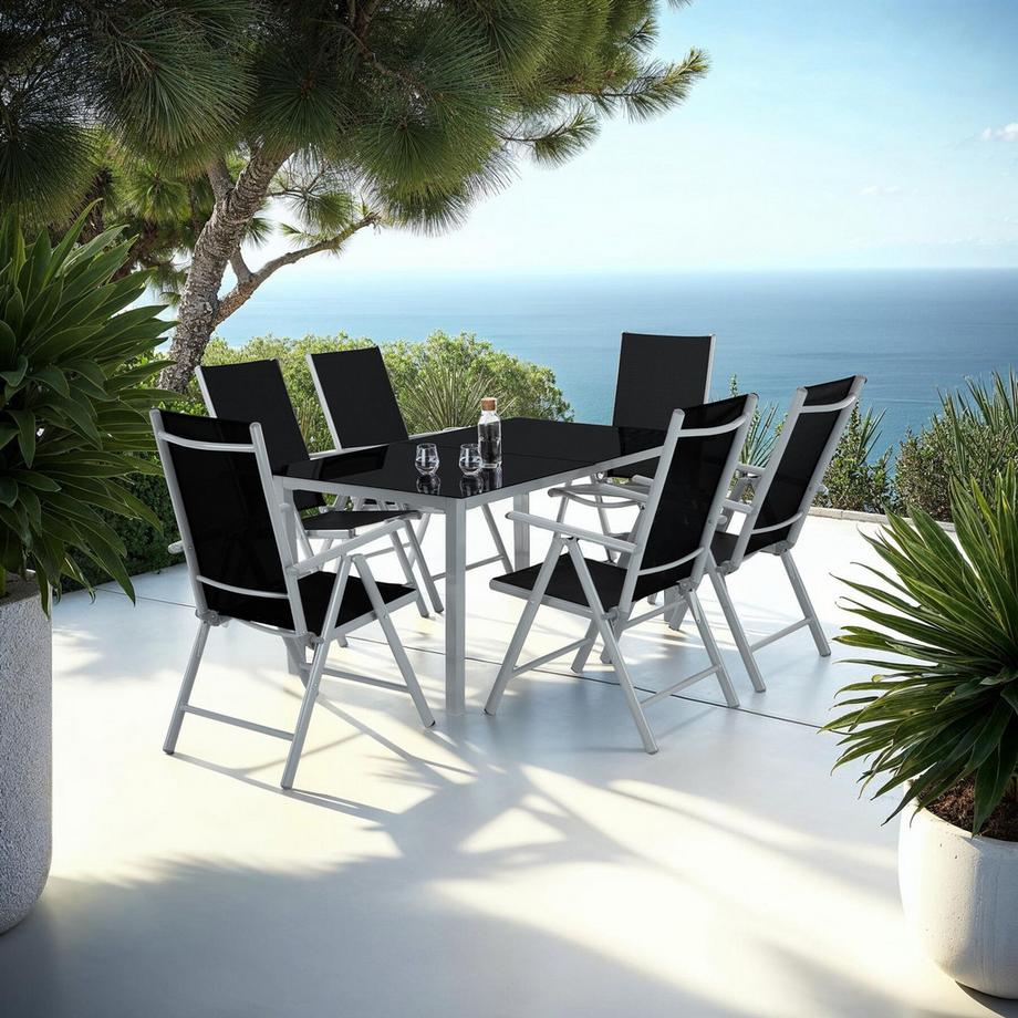 Tectake Set di sedute in alluminio Ercolano per 6 persone  