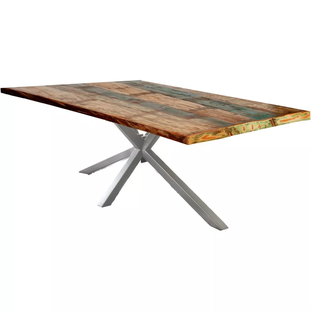 SIT Esstisch "Riga Altholz Massivholz mit Stern-Gestell & Unikat-Charakter" Massives Altholz mit markantem Stern-Gestell