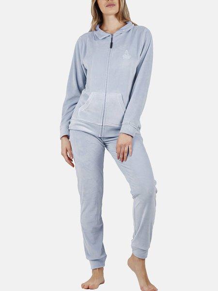 Image of Pyjama Hausanzug Hose Jacke Mit Reißverschluss Soft Home Unisex Blau S