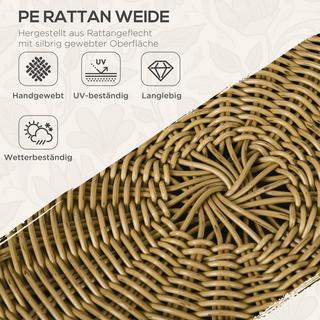 Northio Set Di Mobili Da Giardino In Rattan Da 5 Pezzi, Area Salotto Con Cuscini, Set Da Giardino Con 2 Tavolini Da Caffè, 2 Poltrone, 1 Divano Doppio, Set Da Seduta, Acciaio, Beige  