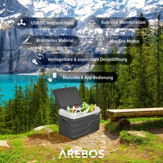 Arebos  Compressor Cooler Box Electric Car Refrigerator APP Freezer Box 