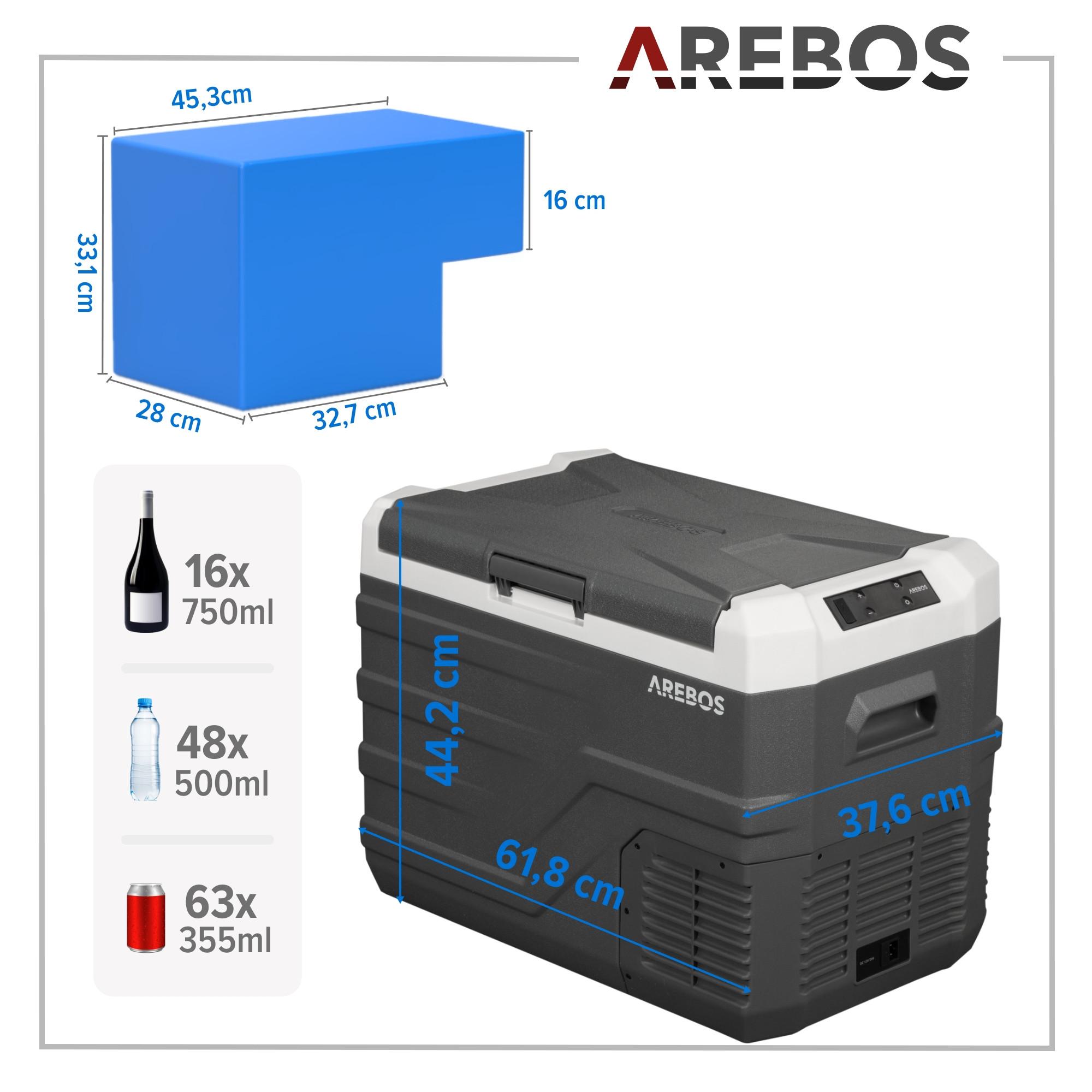 Arebos  Compressor Cooler Box Electric Car Refrigerator APP Freezer Box 