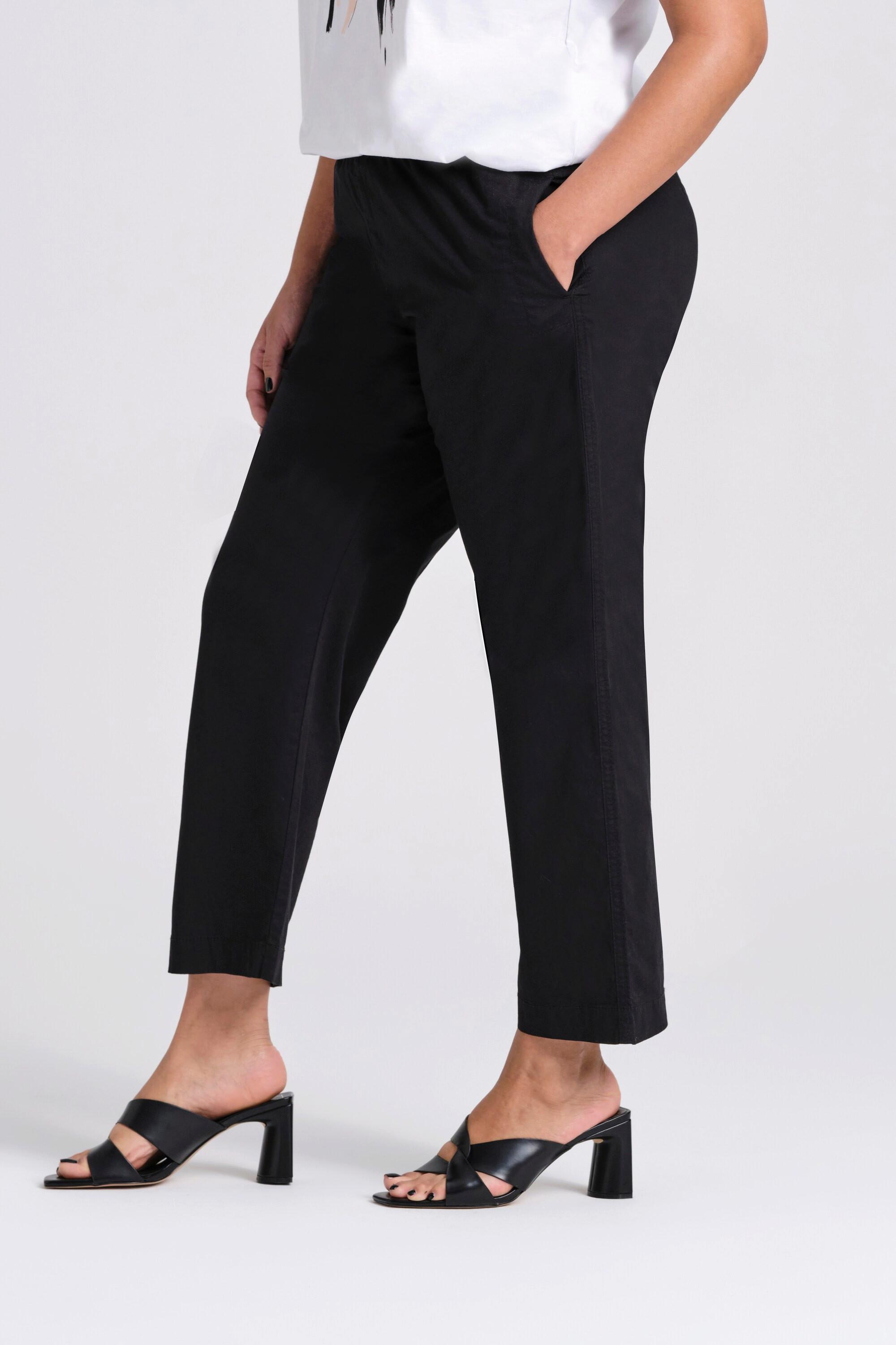 Ulla Popken  Pantaloni chino a 7/8 modello Ruby con taglio della gamba dritto e ampio e cintura elastica 