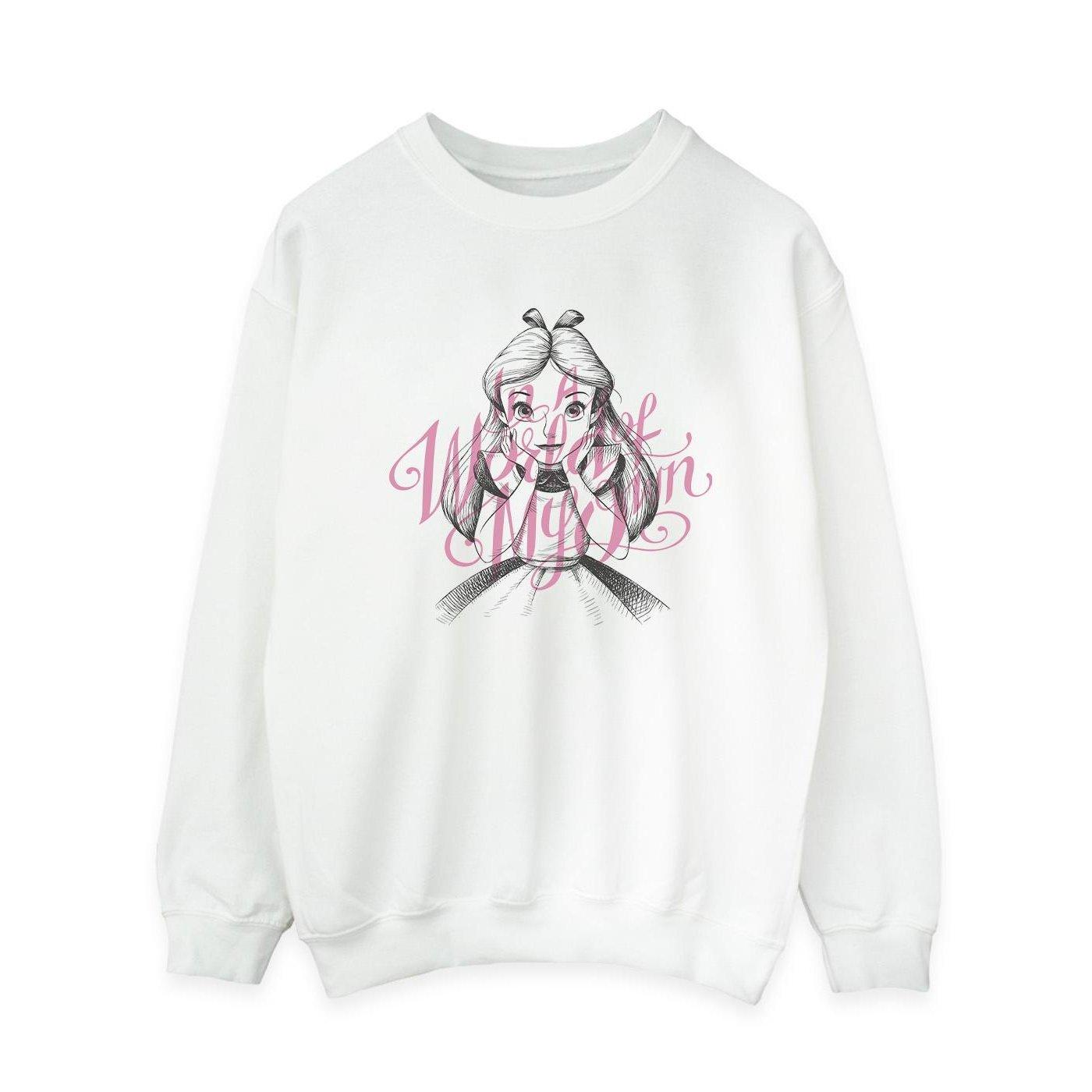 Image of Alice In Wonderland In A World Of My Own Sweatshirt Damen Weiss L