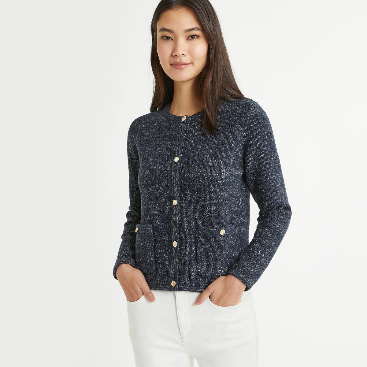 Image of Cardigan Mit Rundem Ausschnitt Und Knopfleiste Unisex Blau 42