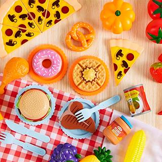 Activity-board  200 Pieces Kids Play Food Deluxe Pretend Play Food Set Toy Food Play Kitchen Accessories 