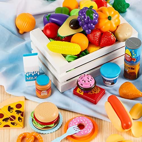 Activity-board  200 Pieces Kids Play Food Deluxe Pretend Play Food Set Toy Food Play Kitchen Accessories 