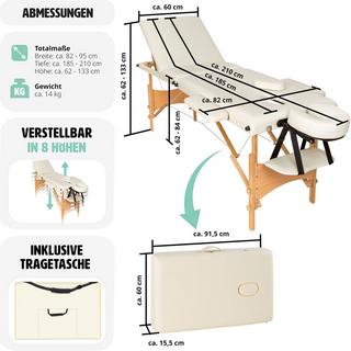 Tectake 3 Zonen Massageliege mit Polsterung und Holzgestell  