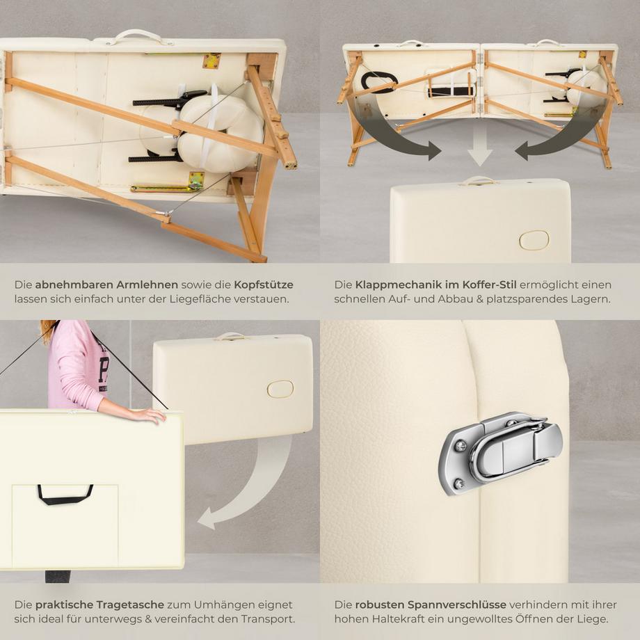 Tectake Lettino da massaggio a 3 zone Daniel  Larghezza 60 cm,Imbottitura 5 cm  