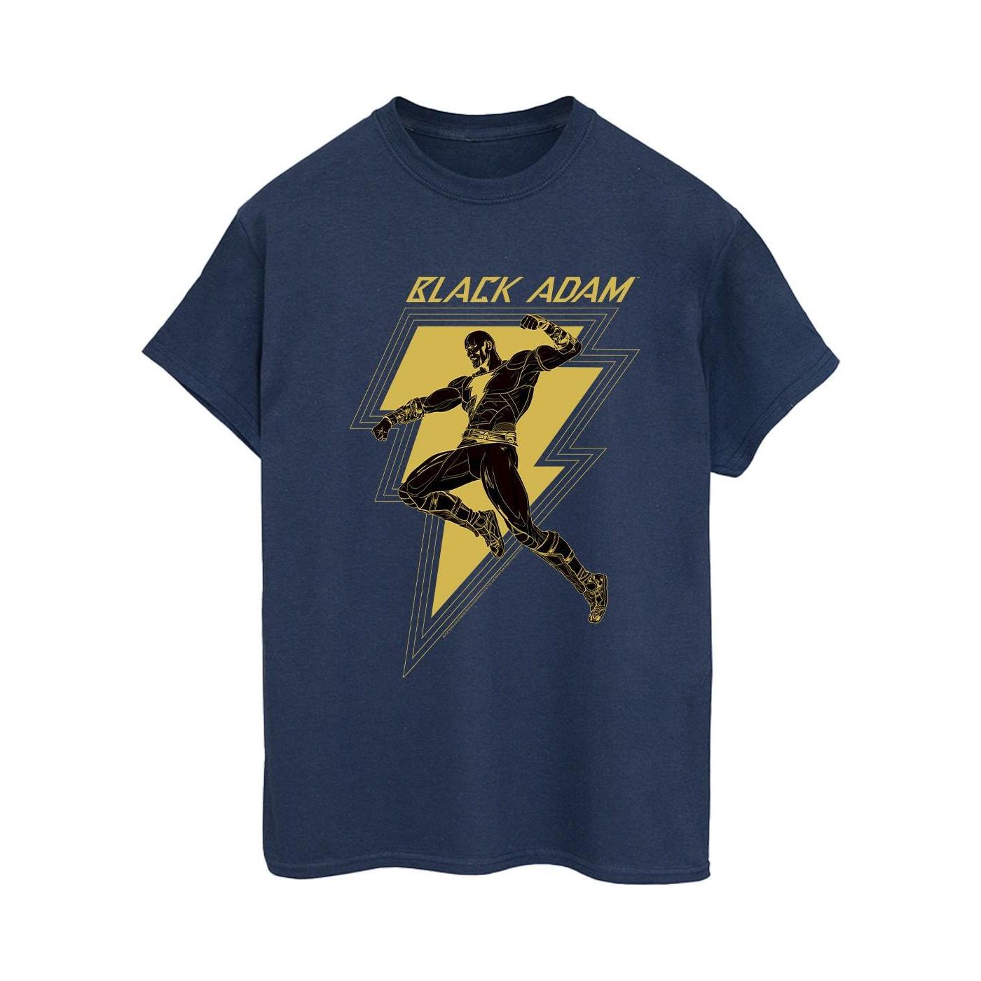 Image of Black Adam Golden Bolt Chest Tshirt Damen Marine L
