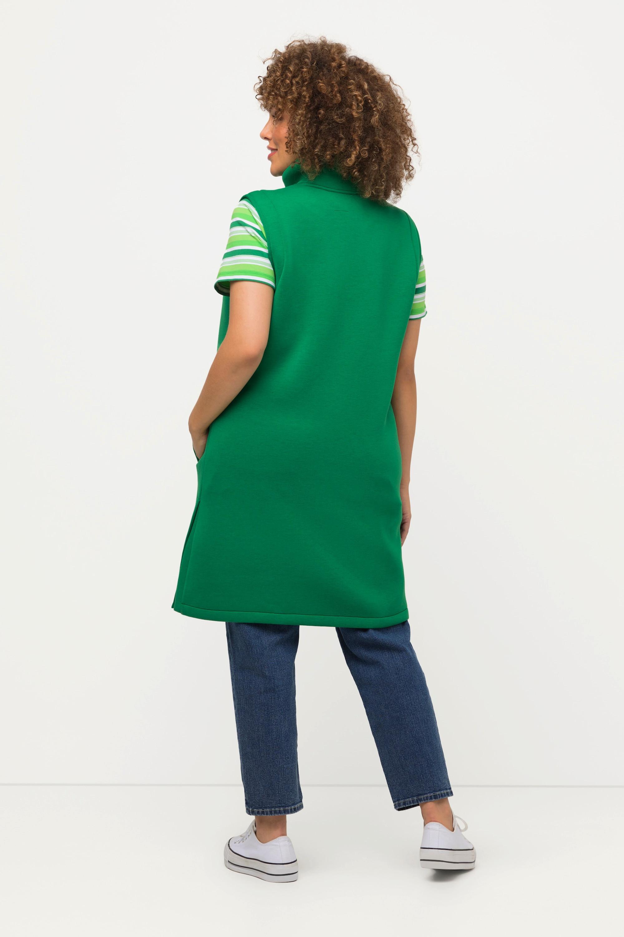 Ulla Popken Veste longue Scuba Ligne A Col montant sans manches  