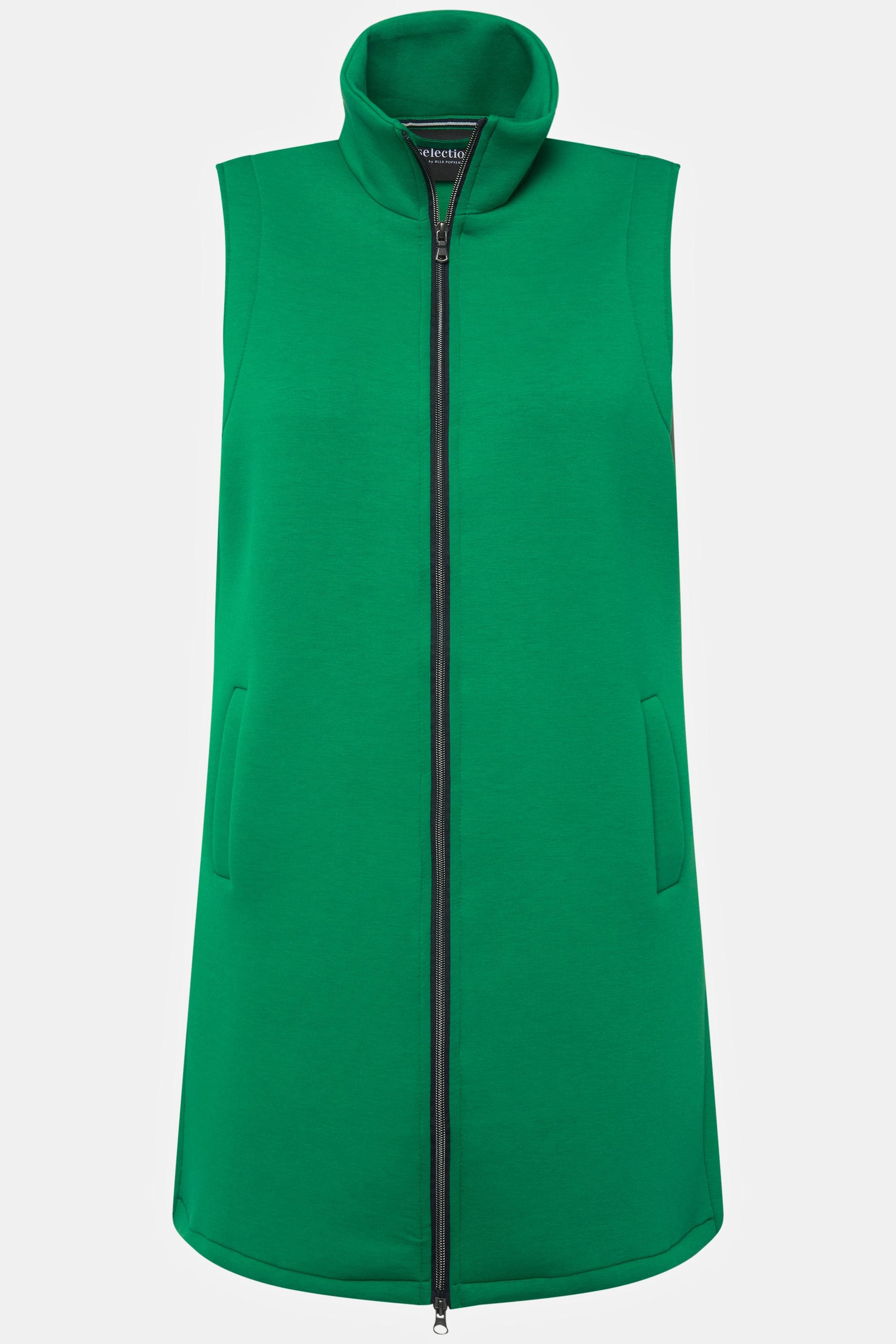 Ulla Popken Veste longue Scuba Ligne A Col montant sans manches  