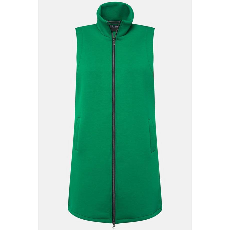 Ulla Popken Veste longue Scuba Ligne A Col montant sans manches  