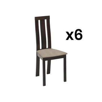 Lot de 6 chaises DOMINGO Hêtre massif wengé