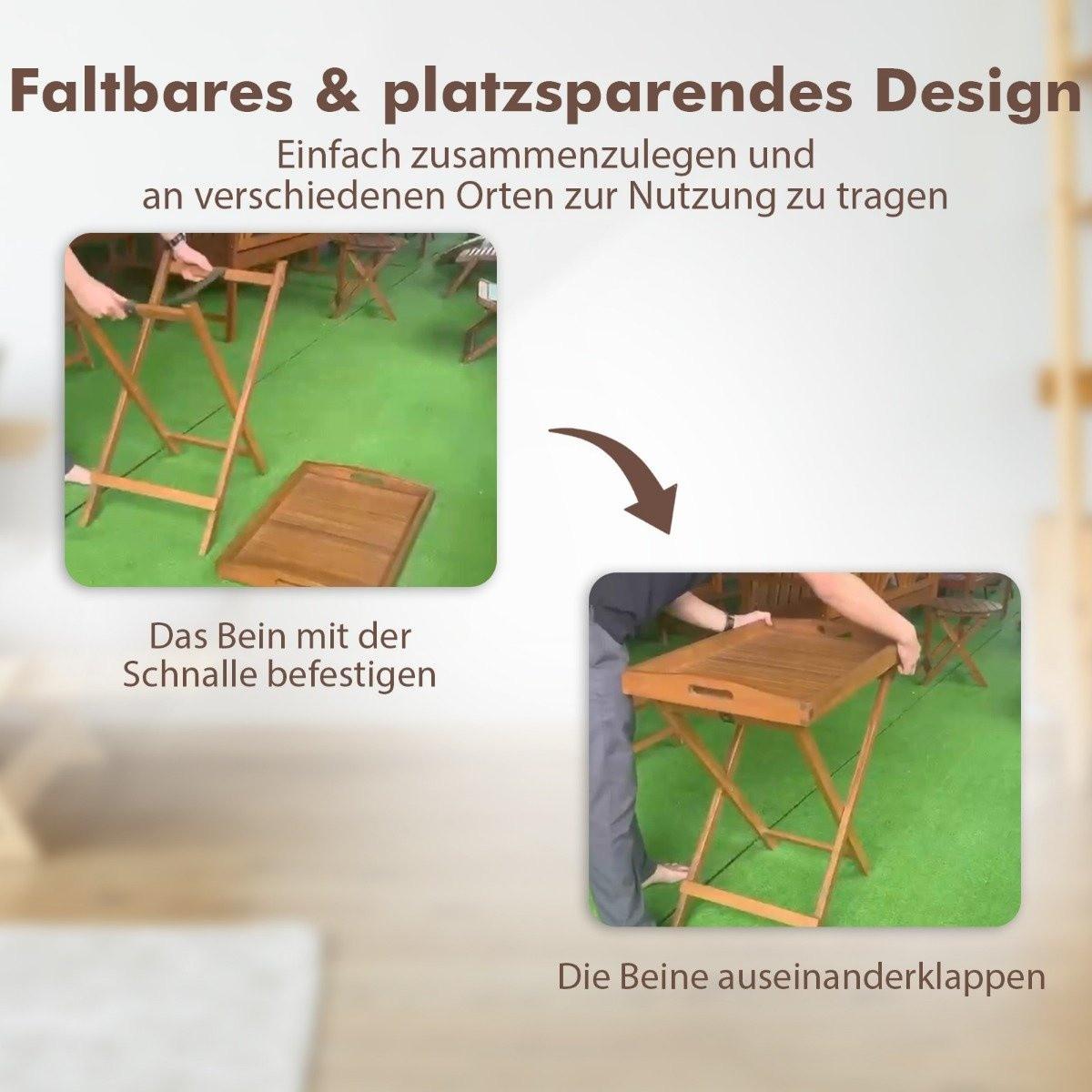 Northix Beistelltisch Akazienholz Gartentisch klein Balkontisch Holztisch mit Lamellen-Tischplatte 68 x 44 x 74 cm Natur  