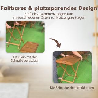 Northix Beistelltisch Akazienholz Gartentisch klein Balkontisch Holztisch mit Lamellen-Tischplatte 68 x 44 x 74 cm Natur  