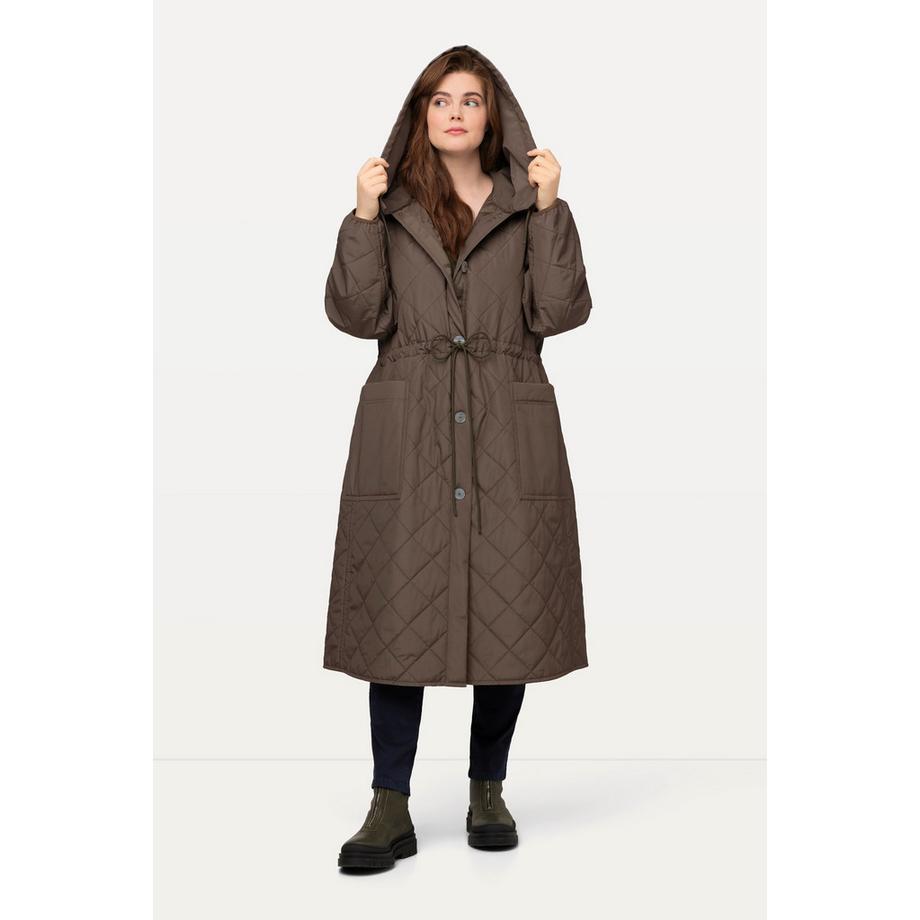 Ulla Popken Steppmantel Kapuze Tunnelzug Knopfleiste Recycelt  