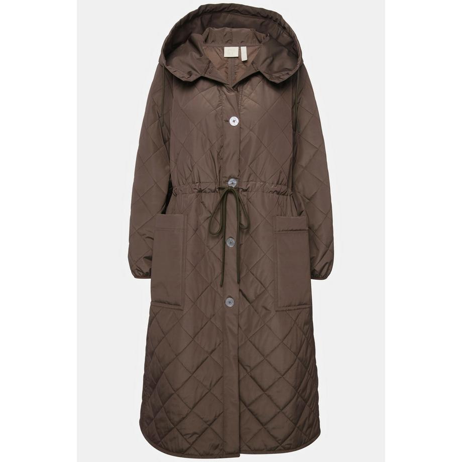 Ulla Popken Steppmantel Kapuze Tunnelzug Knopfleiste Recycelt  