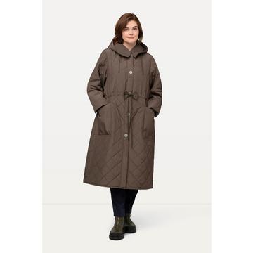 Cappotto trapuntato con cappuccio, coulisse, abbottonatura e materiale riciclato