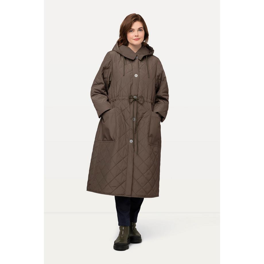 Ulla Popken Steppmantel Kapuze Tunnelzug Knopfleiste Recycelt  