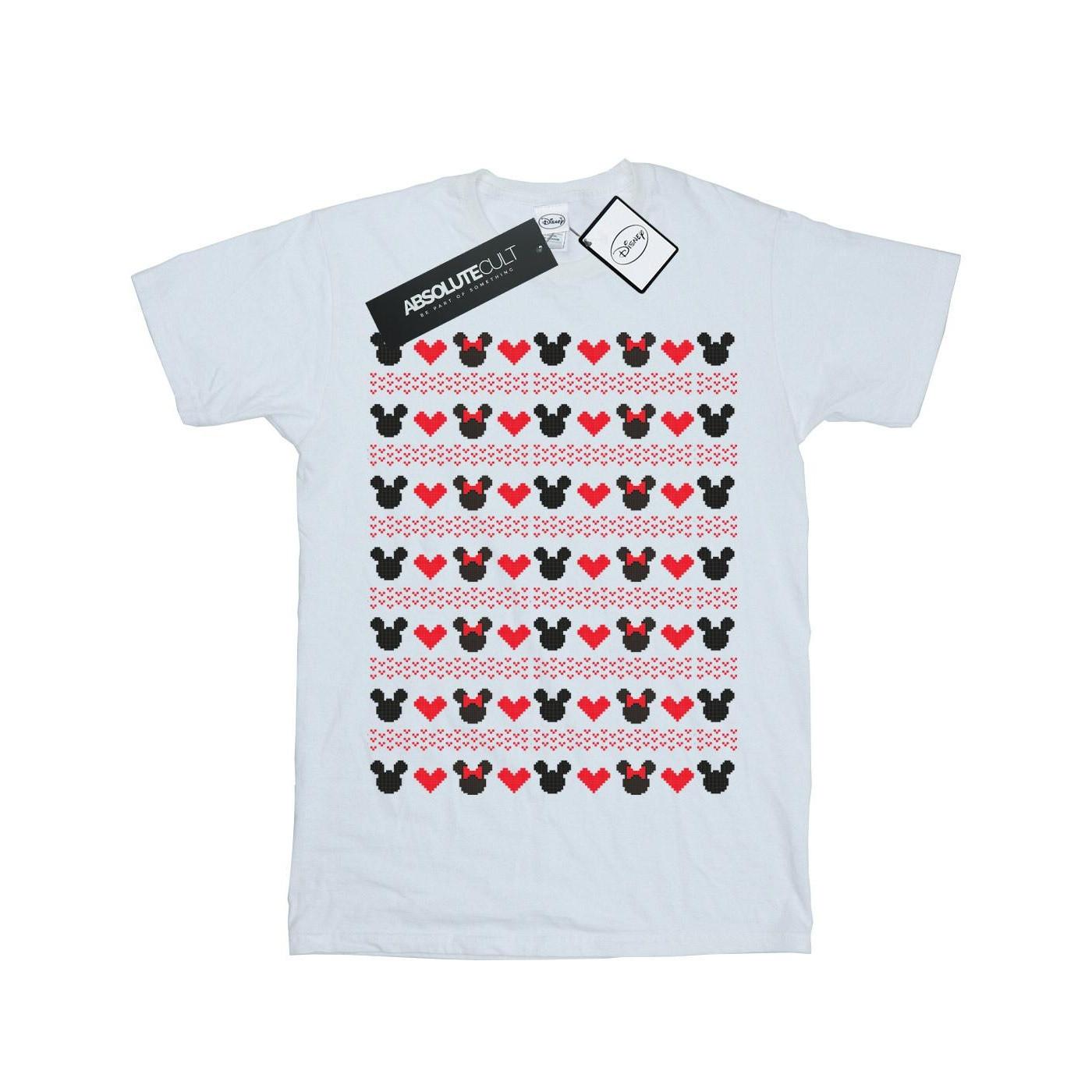 Image of Mickey And Minnie Christmas Hearts Tshirt Unisex Weiss 152-158